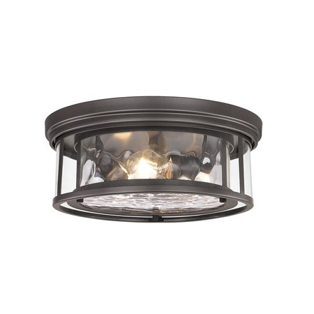 Z-LITE Clarion 3 Light Flush Mount, Bronze & Inner Clear Water & Outer Clear 493F3-BRZ